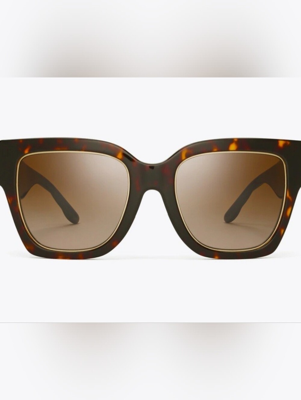 NWT Tory Bursch Kira Square Sunglasses dark tortoise/brown gradient - Picture 5 of 13